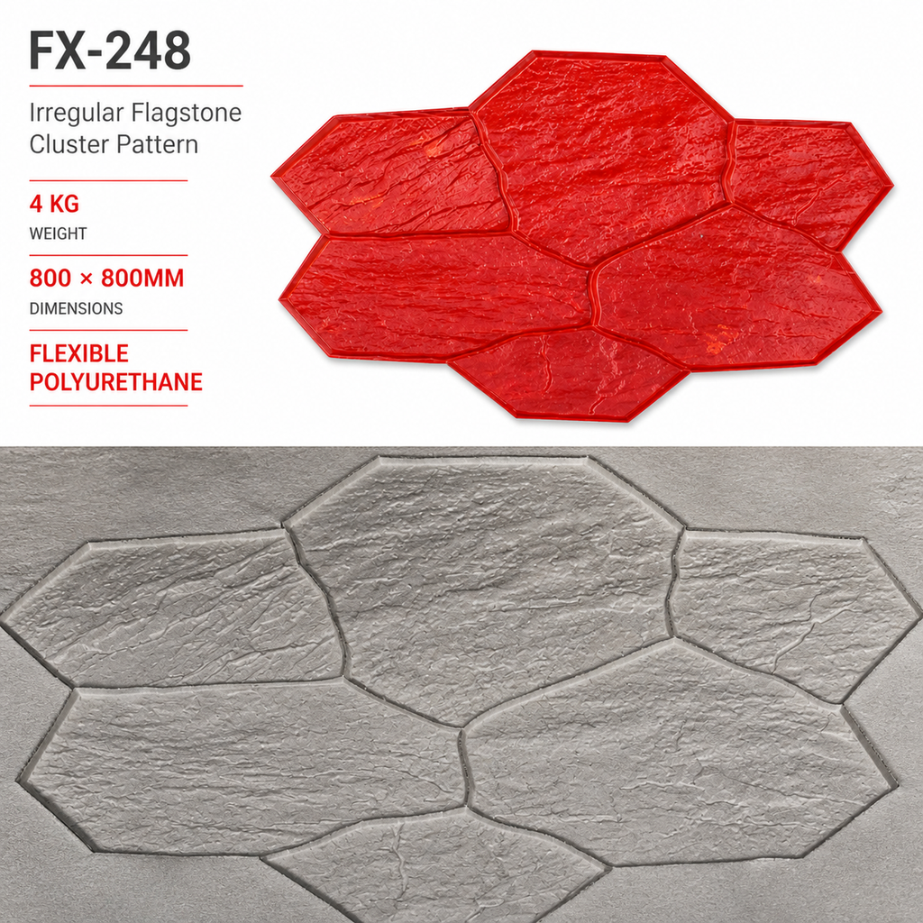 FX-248 بے قاعدہ شکل کے چپٹے پتھروں کا نقش بنانے والی اسٹیمپ میٹ – تکنیکی تفصیلات