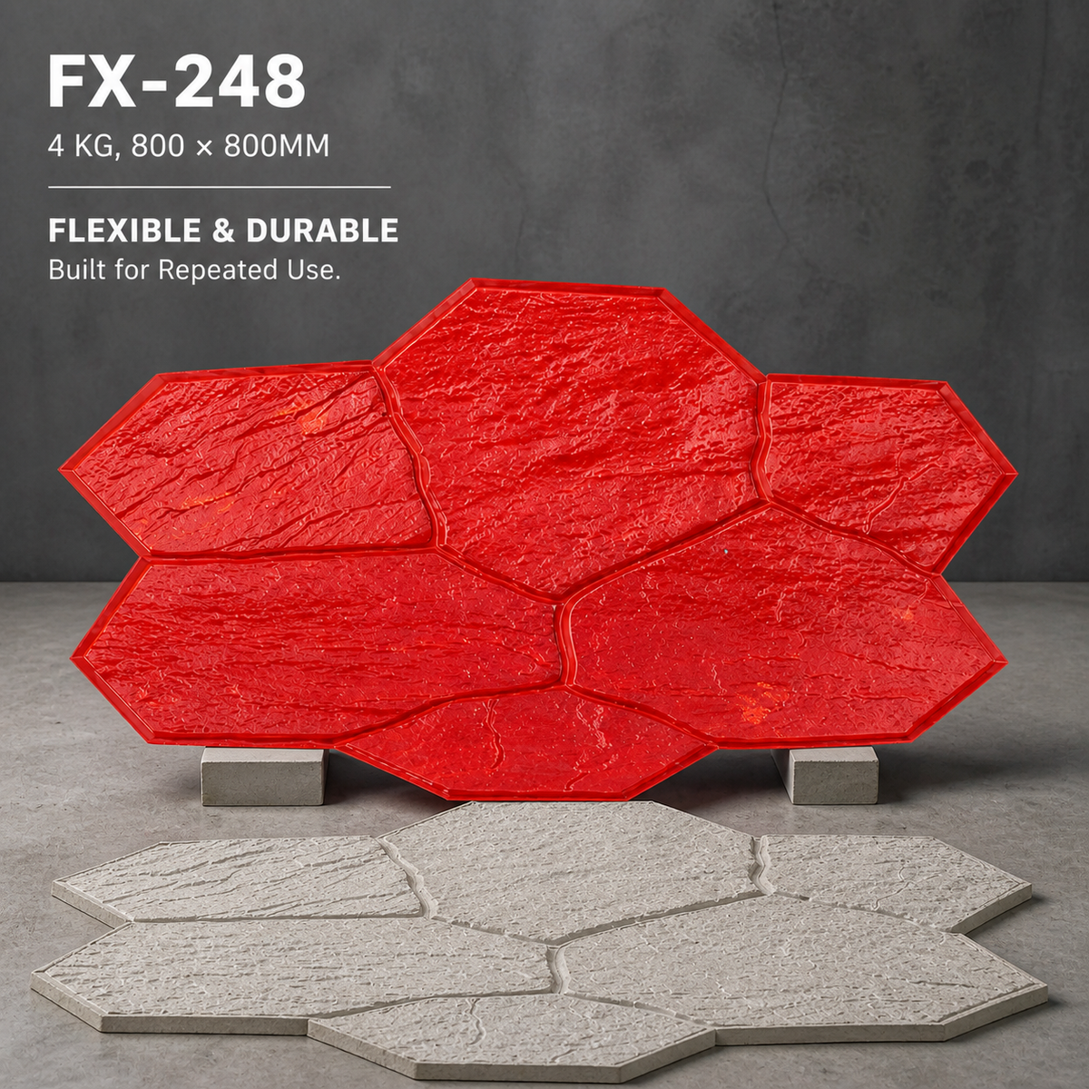 FX-248 بے قاعدہ شکل کے چپٹے پتھروں کا نقش بنانے والی اسٹیمپ میٹ – لچکدار اور پائیدار