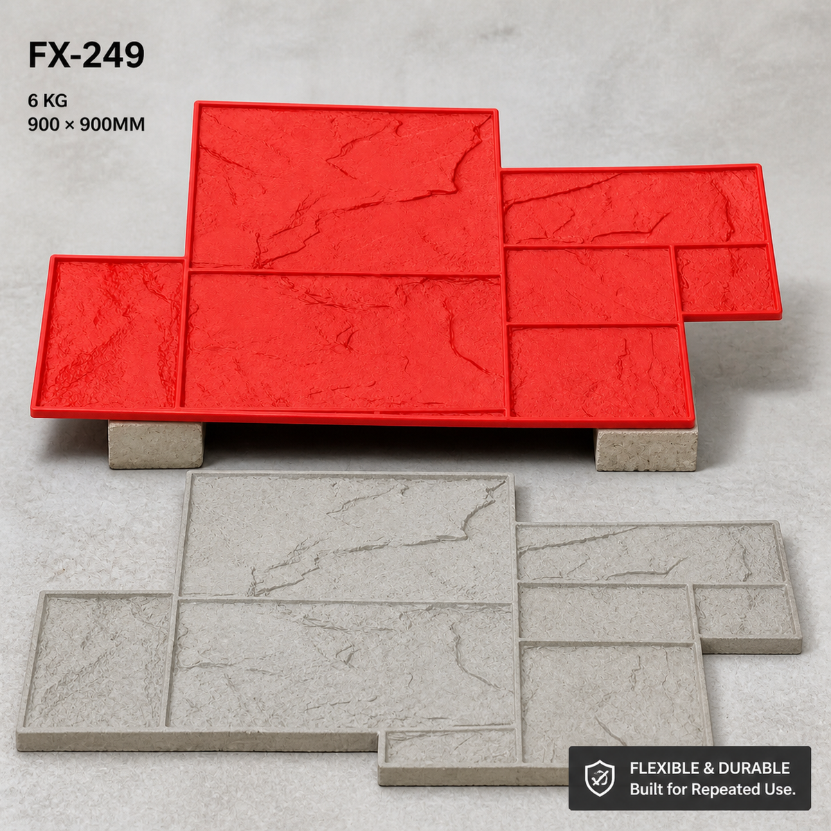 FX-249 Offset Ashlar Tile Stamp - flexible durable