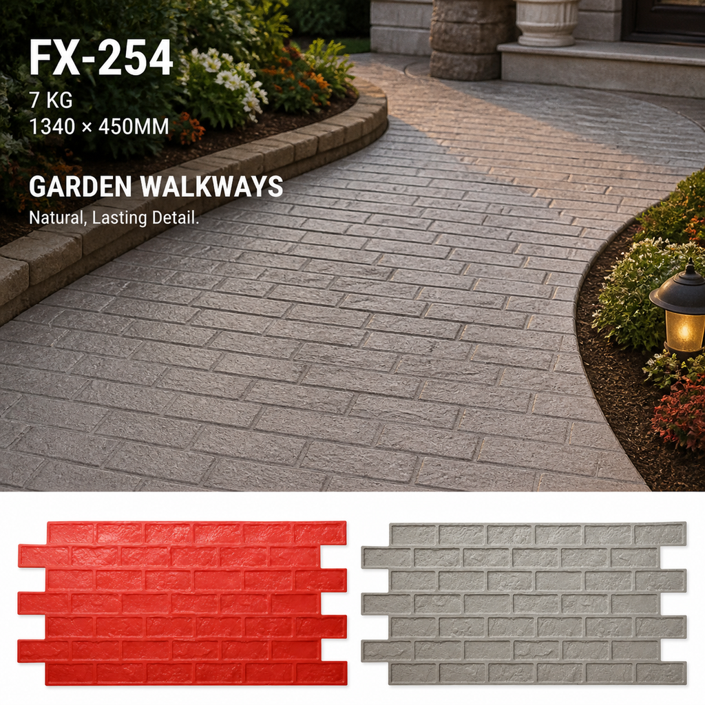 FX-254 اینٹوں کی دیوار کا نقش بنانے والا لمبا اسٹیمپ پینل – پیدل چلنے کے راستے