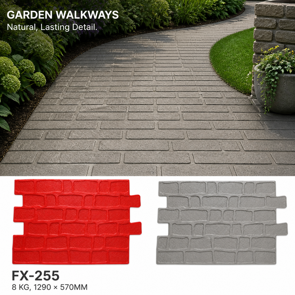 FX-255 Rustic Cobble Wall Stamp Panel - mga walkway