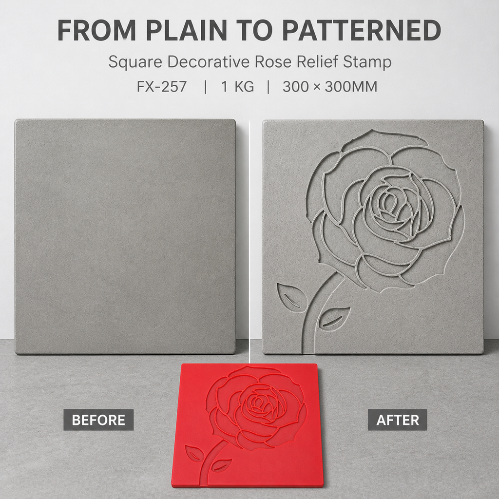 FX-257 Molde de relieve decorativo de flor de rosa - antes y después