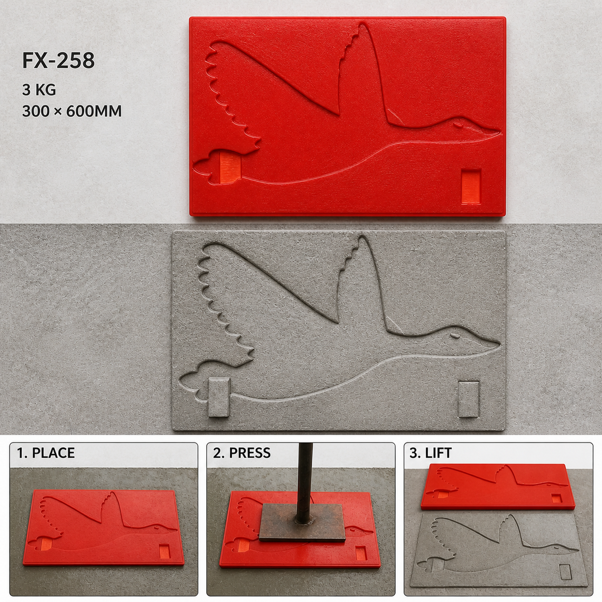 FX-258 ফ্লাইং বার্ড ডেকোরেটিভ রিলিফ মোল্ড - তিন ধাপ