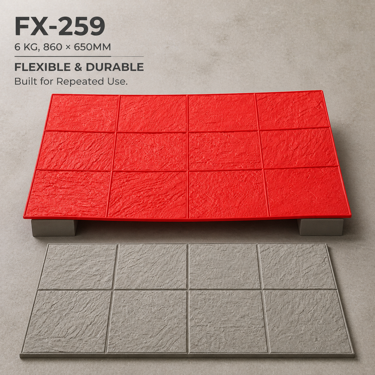 FX-259 Estampador de cuadrícula de losetas con veta de madera - flexible y duradero
