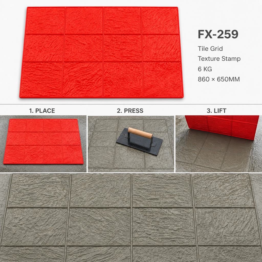 FX-259 Estampador de cuadrícula de losetas con veta de madera - tres pasos