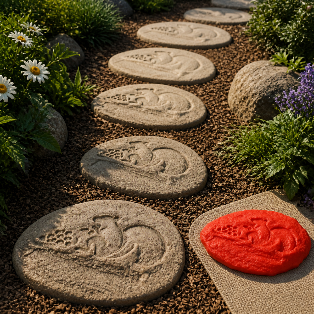 FX-261 Dolphin Rock Relief Mold - garden path