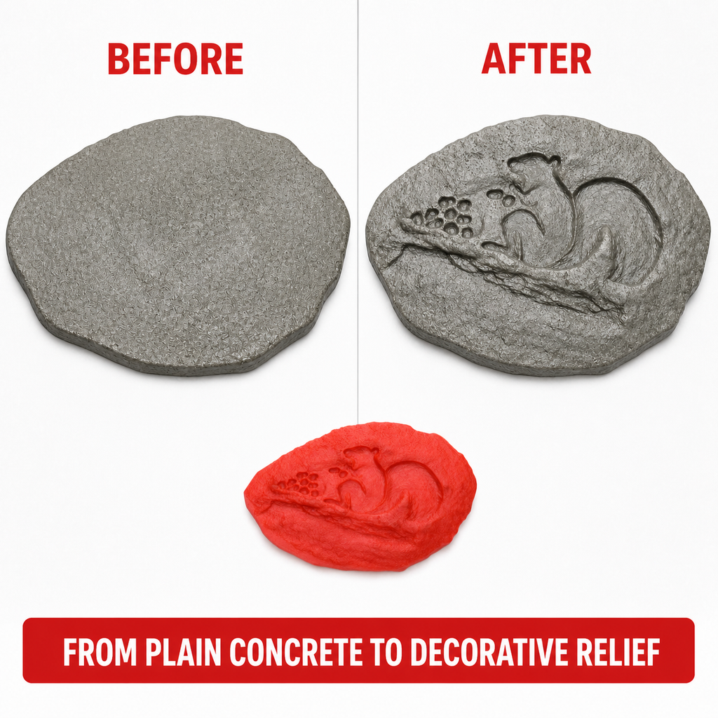 FX-261 Dolphin Rock Relief Mold - before after