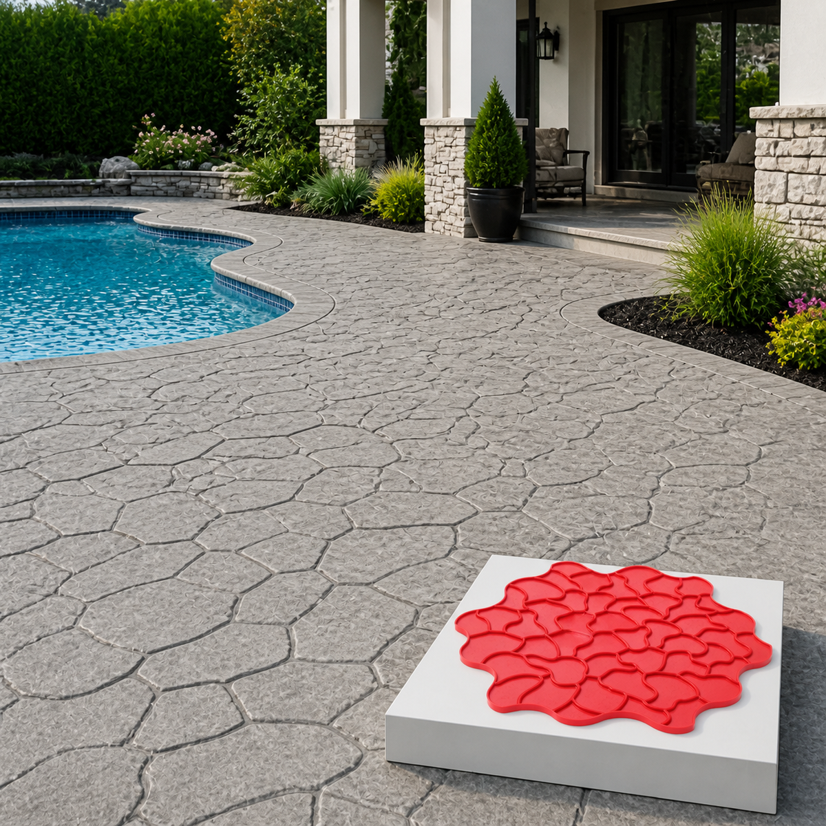FX-262 Random Pebble Network Stamp - pool deck