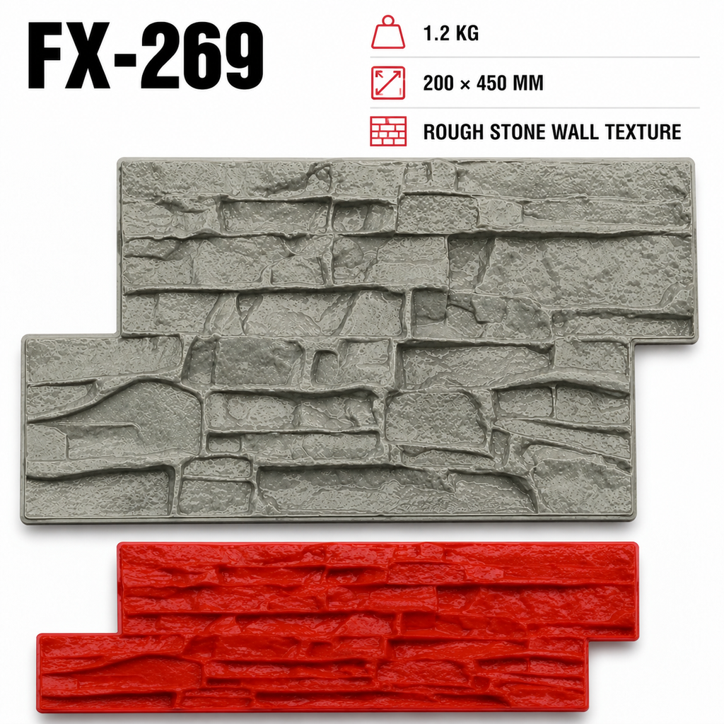FX-269 Estampador de borde de concreto de piedra apilada rugosa - especificaciones