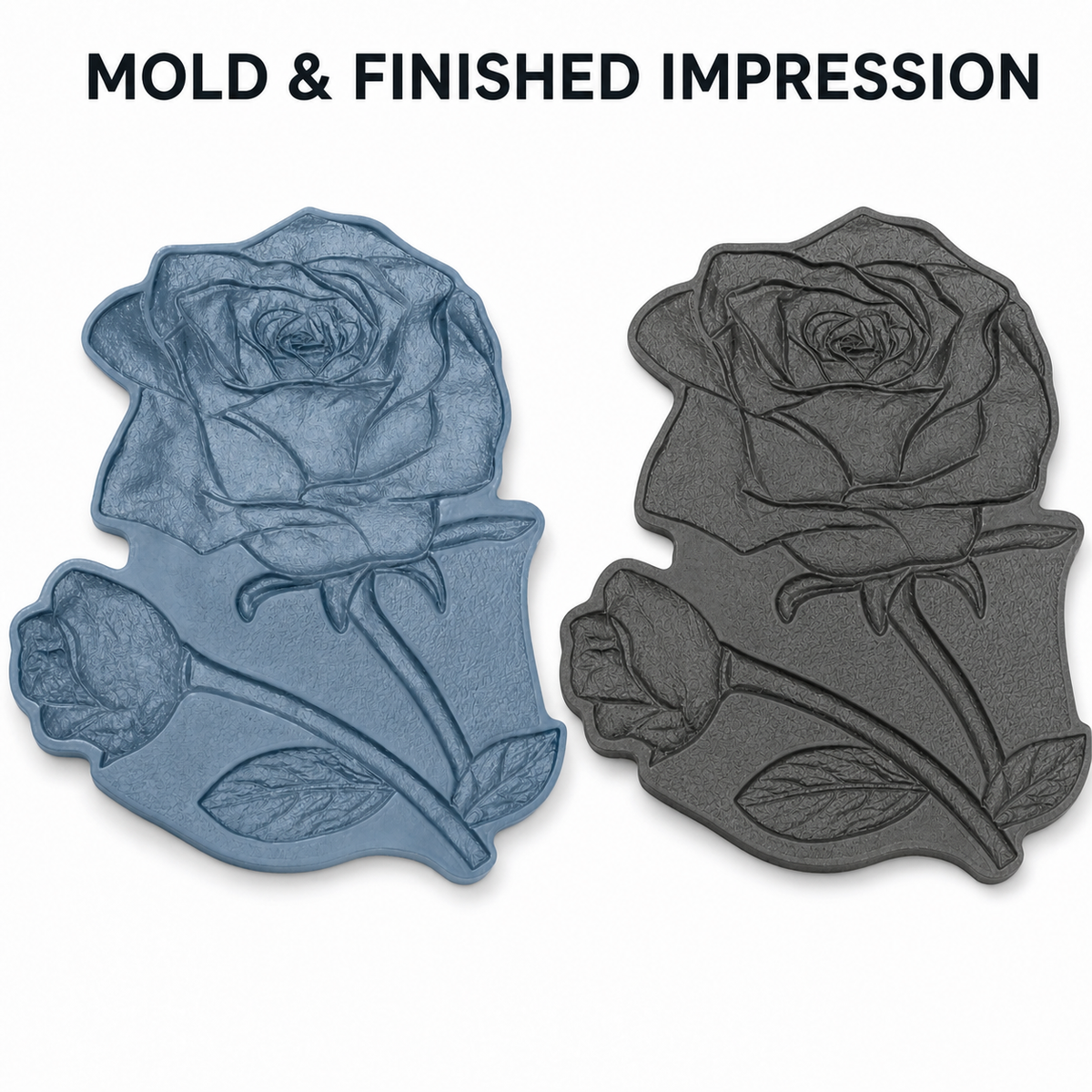 FX-270 Three-Dimensional Rose Relief Mold - finished impression