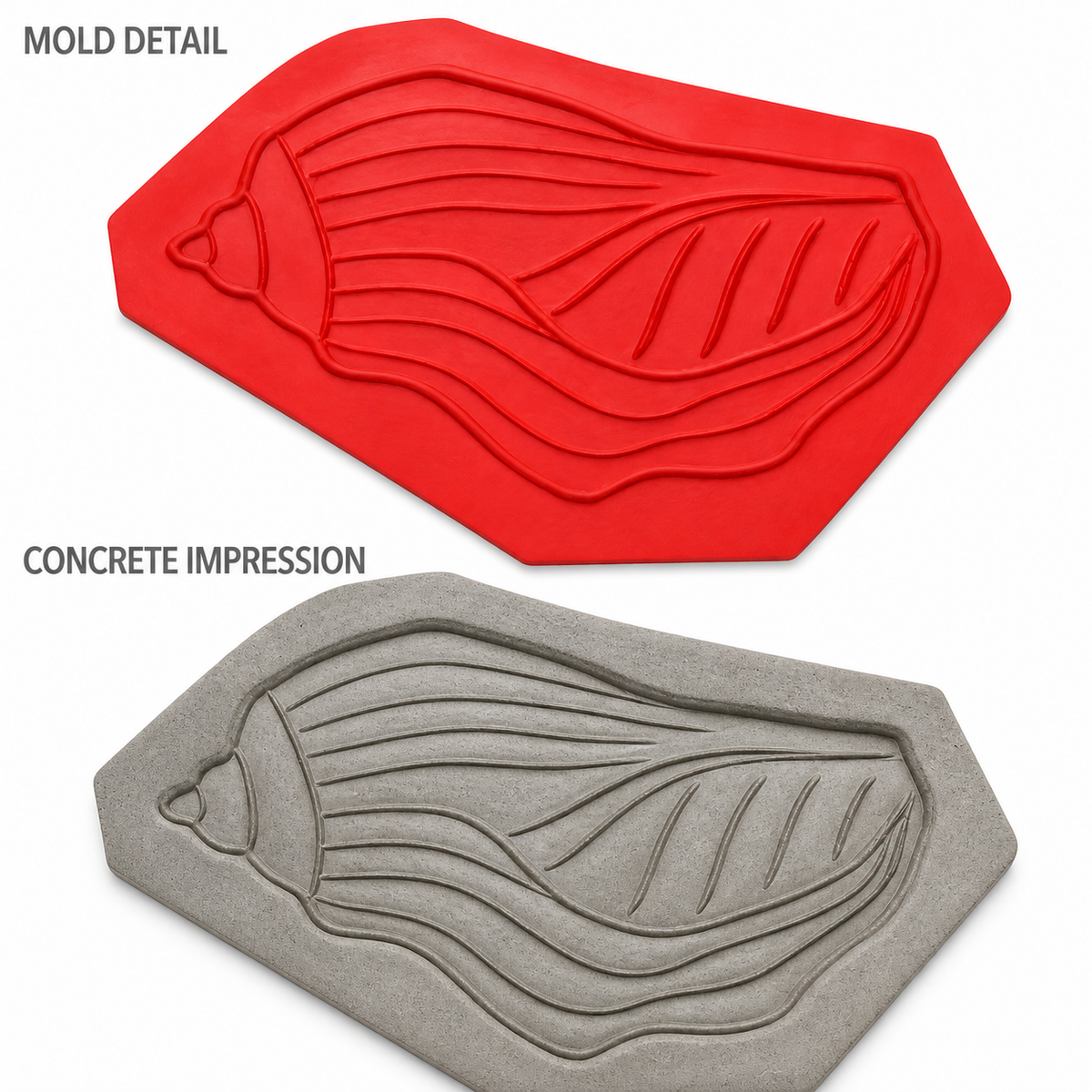FX-300 Stylized Fish Decorative Relief Mold - texture detail