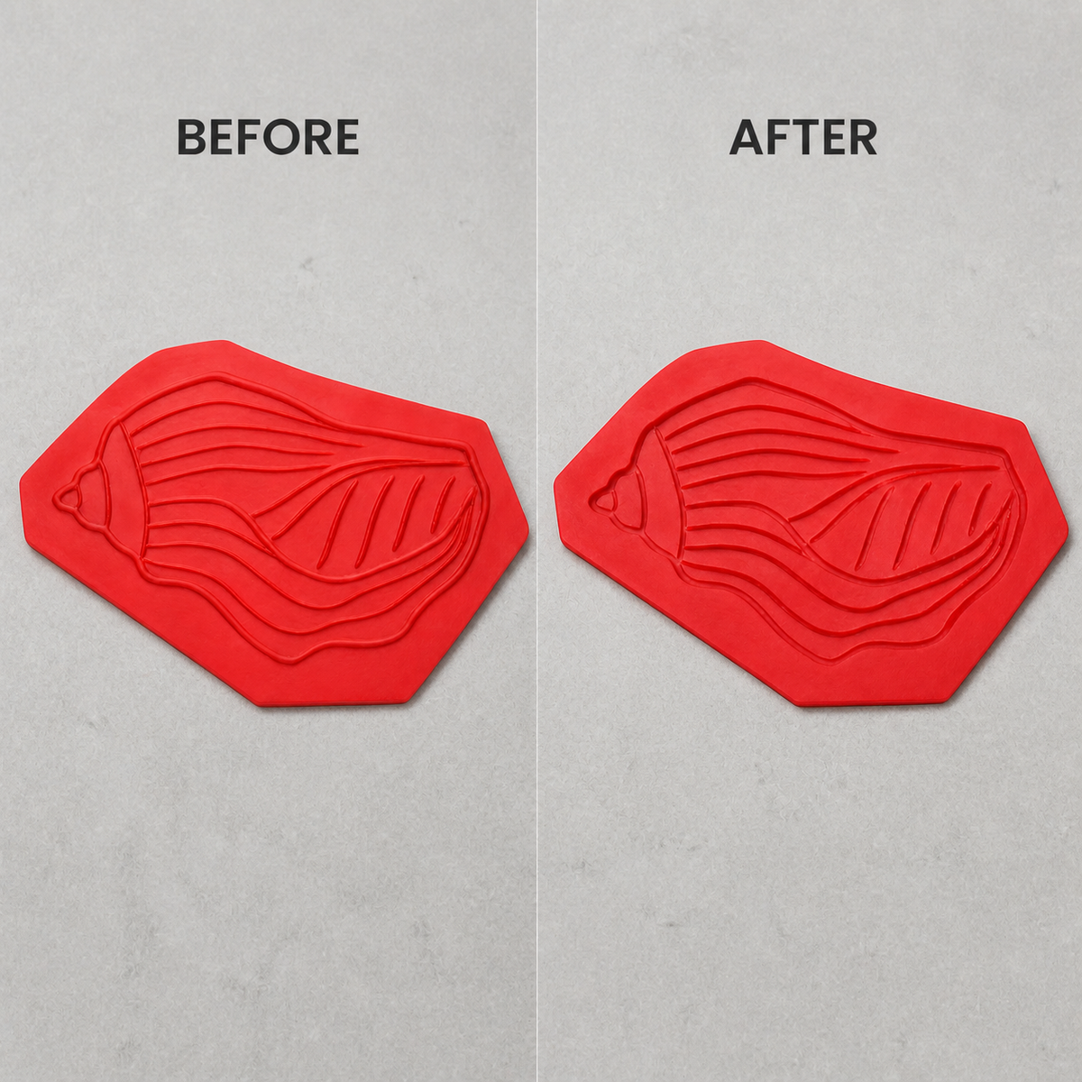 FX-300 Stylized Fish Decorative Relief Mold - before after