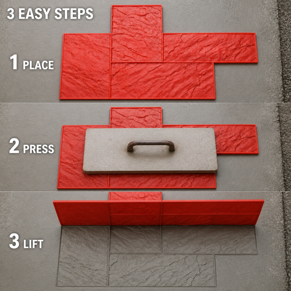 FX-319 Three-Slab Offset Stone Stamp - three steps