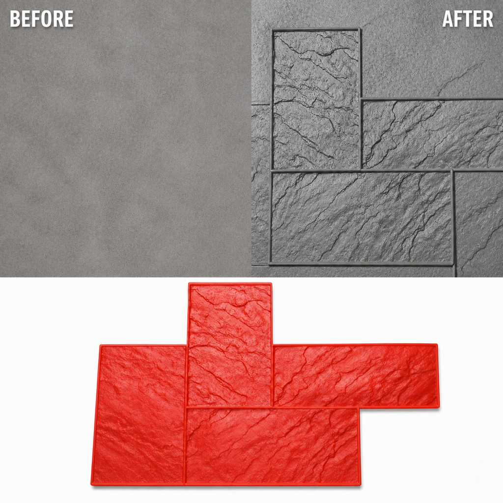 FX-319 Three-Slab Offset Stone Stamp - before after