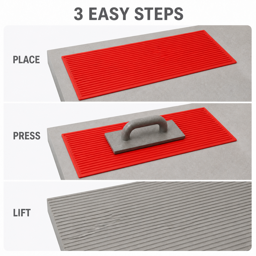 FX-329 Wide Ribbed Concrete Border Mat - three steps