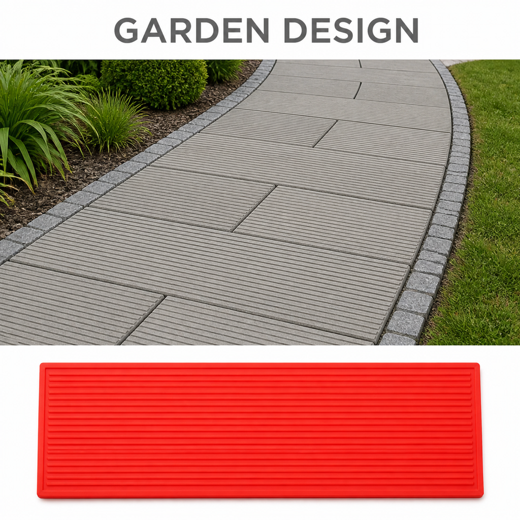 FX-329 Wide Ribbed Concrete Border Mat - garden