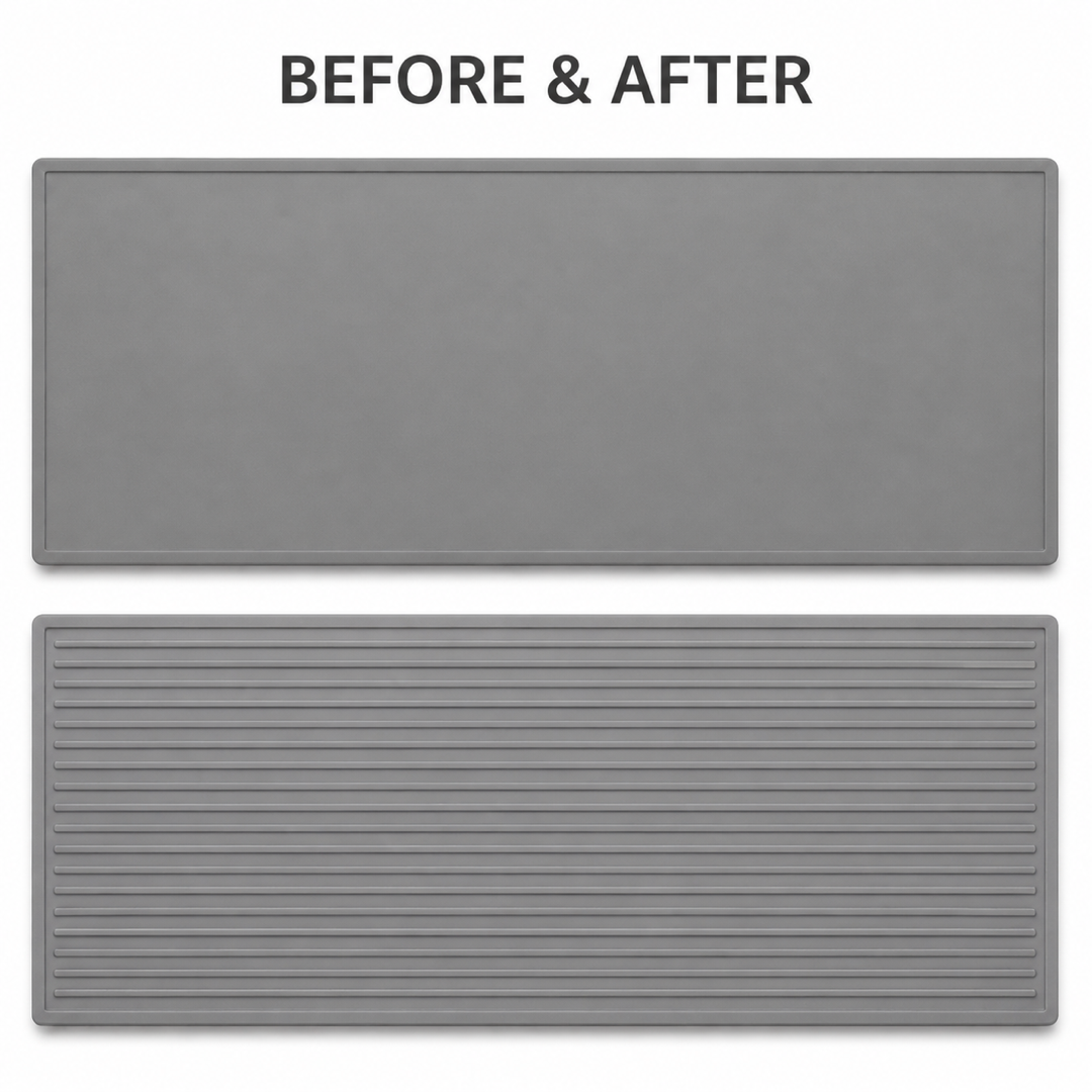FX-329 Wide Ribbed Concrete Border Mat - before after