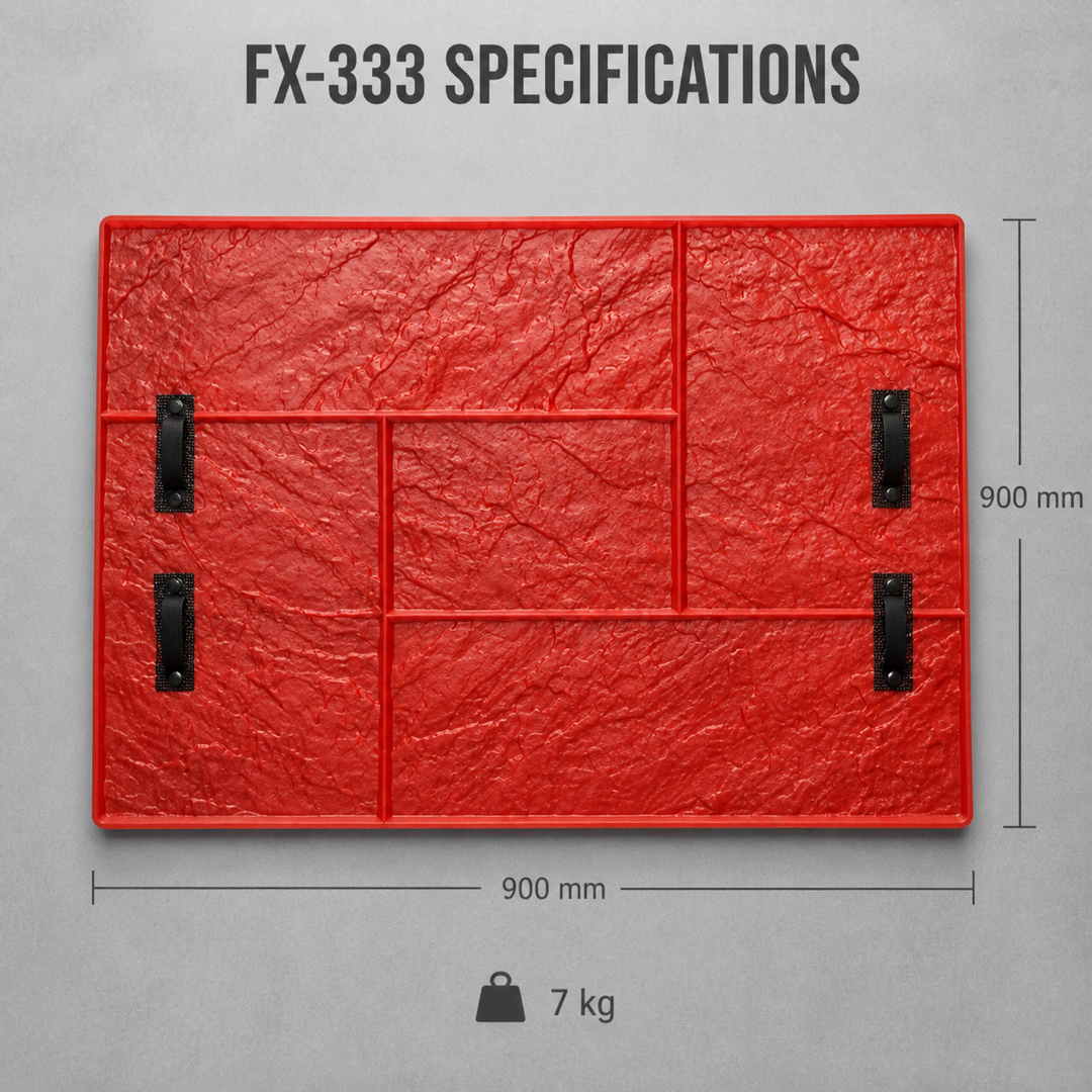 FX-333 تراشے ہوئے پتھر کی ٹائلوں کا نقش بنانے والا دستے دار اسٹیمپ پینل – تکنیکی تفصیلات