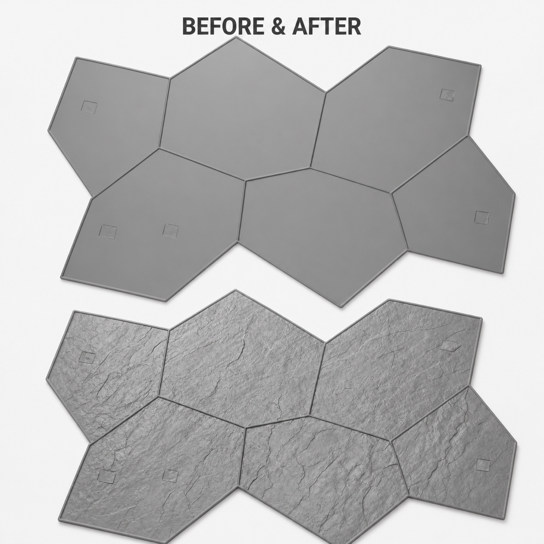 FX-338 Large Flagstone Stamp - before after