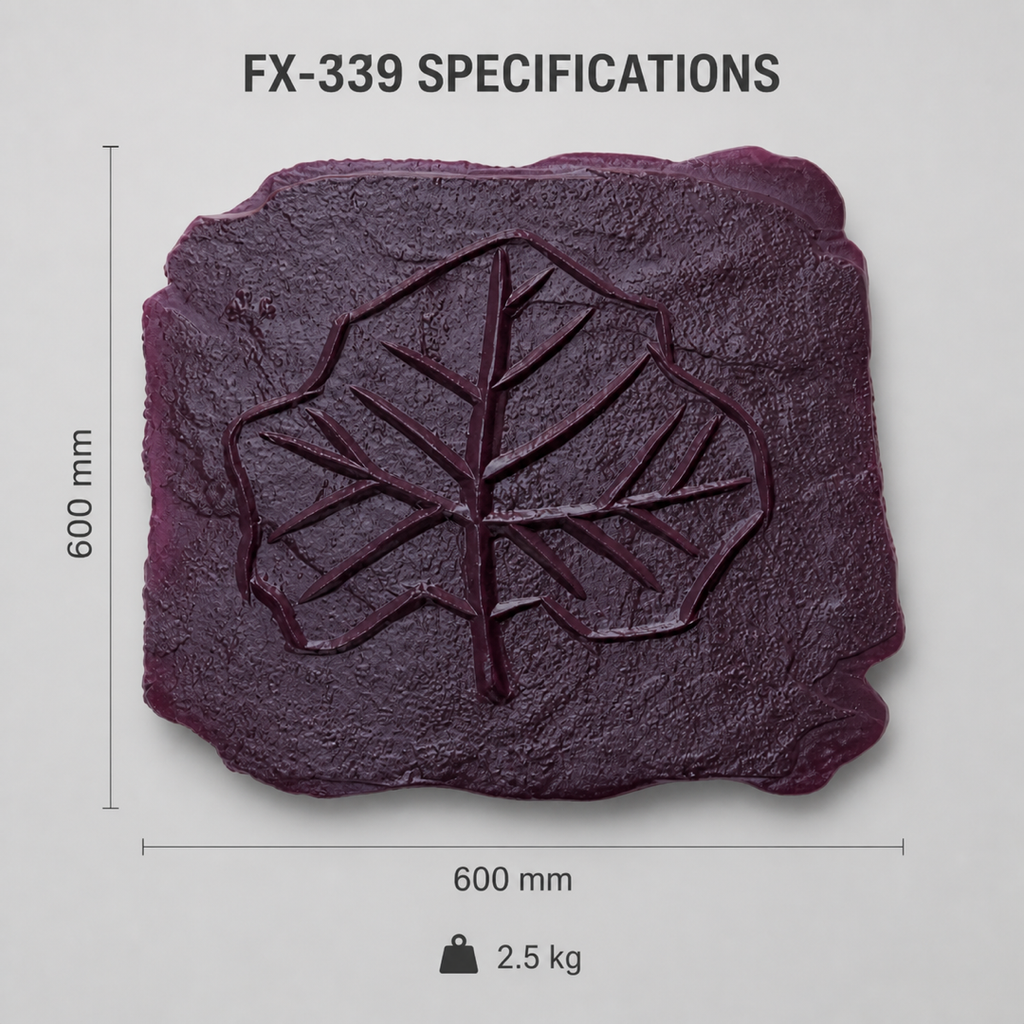 FX-339 میپل کے پتے اور چٹان کے ابھرے نقش کا اسٹیمپ – تکنیکی تفصیلات