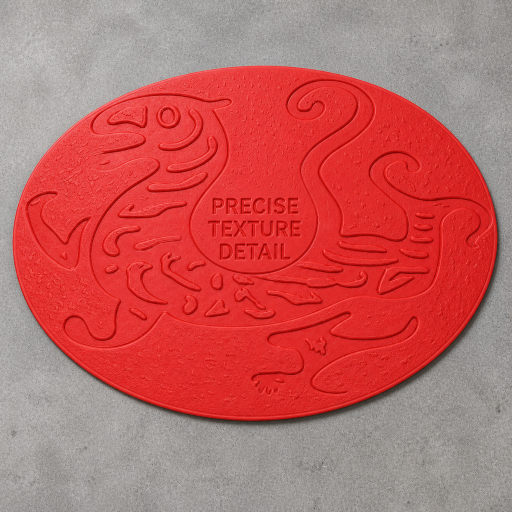 FX-342 Dragon Phoenix Oval Medallion Mold - texture detail