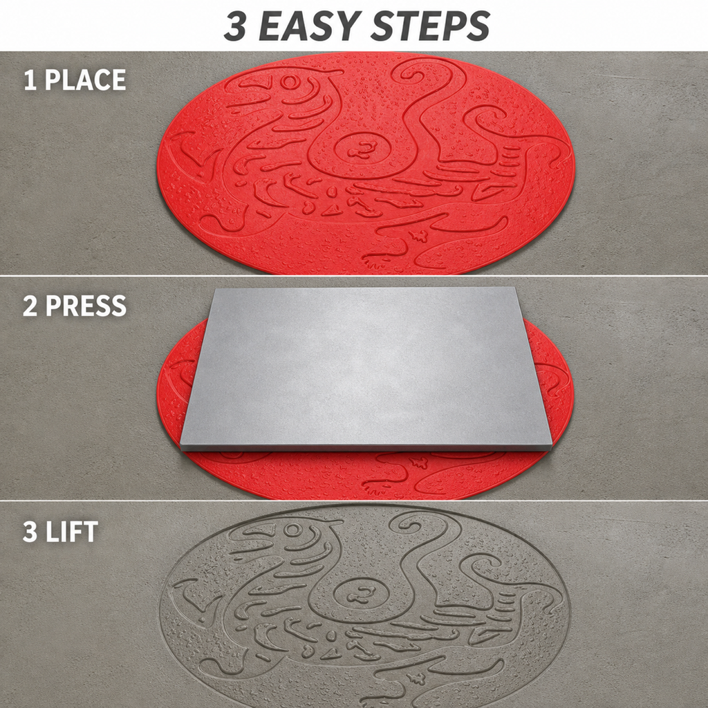 FX-342 Dragon Phoenix Oval Medallion Mold - three steps