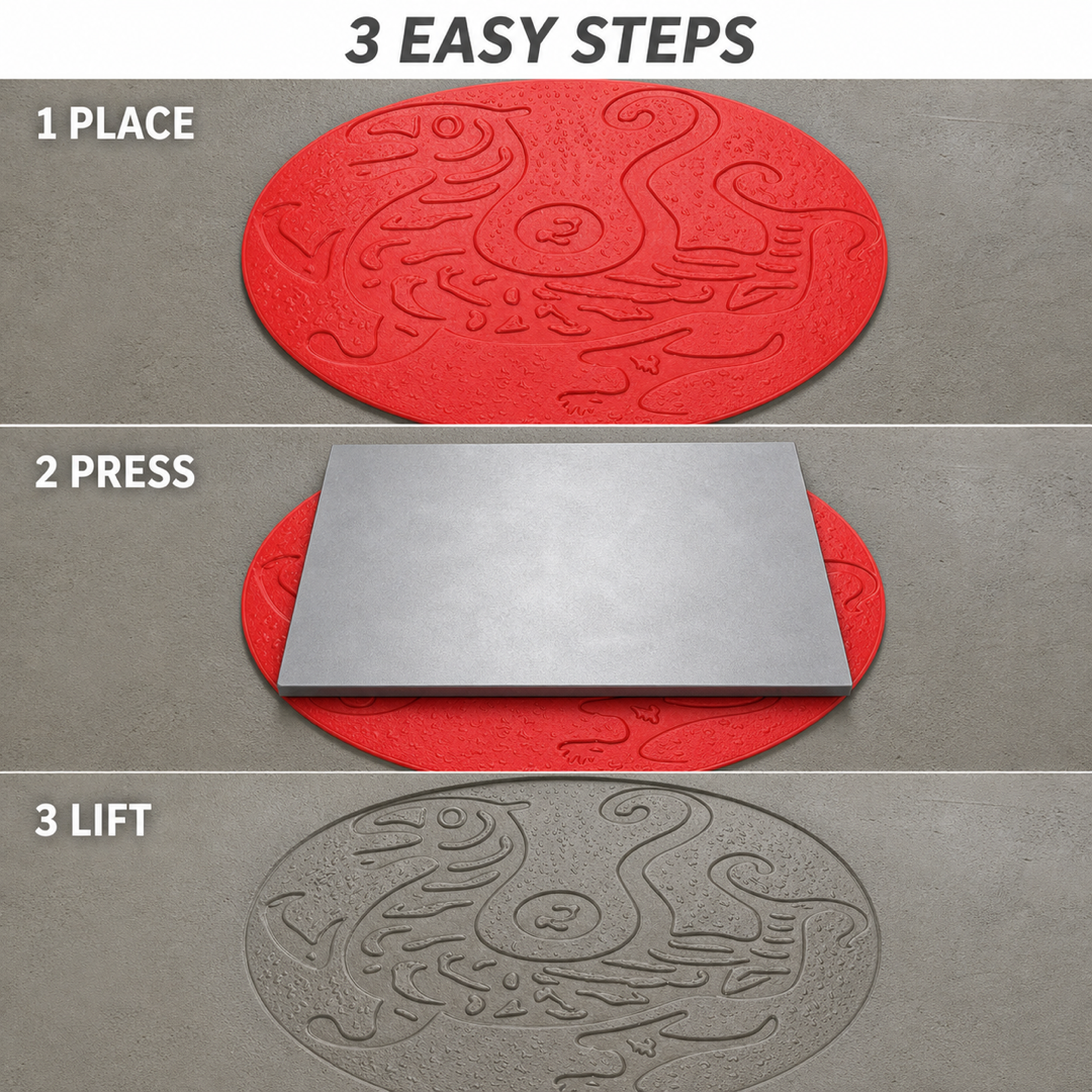 FX-342 Dragon Phoenix Oval Medallion Mold - three steps