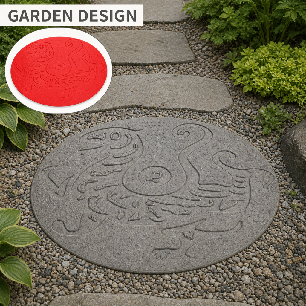 FX-342 Dragon Phoenix Oval Medallion Mold - garden