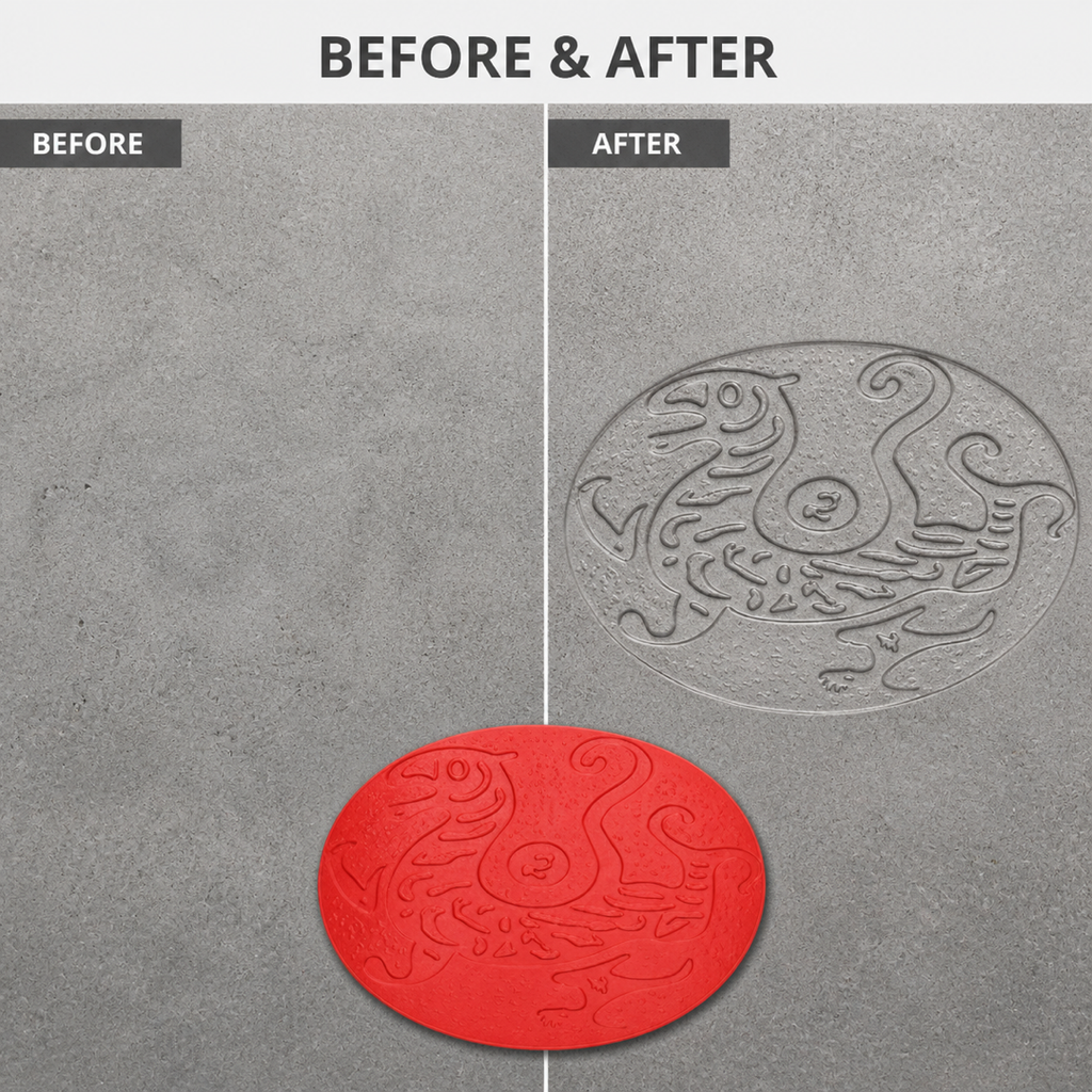 FX-342 Dragon Phoenix Oval Medallion Mold - before after