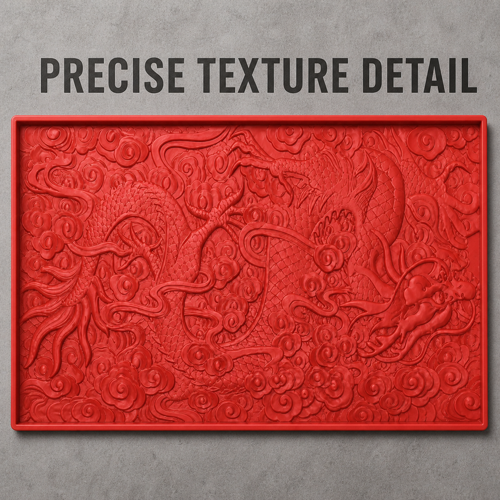 FX-347 Molde de panel de relieve con dragón chino - detalle de textura