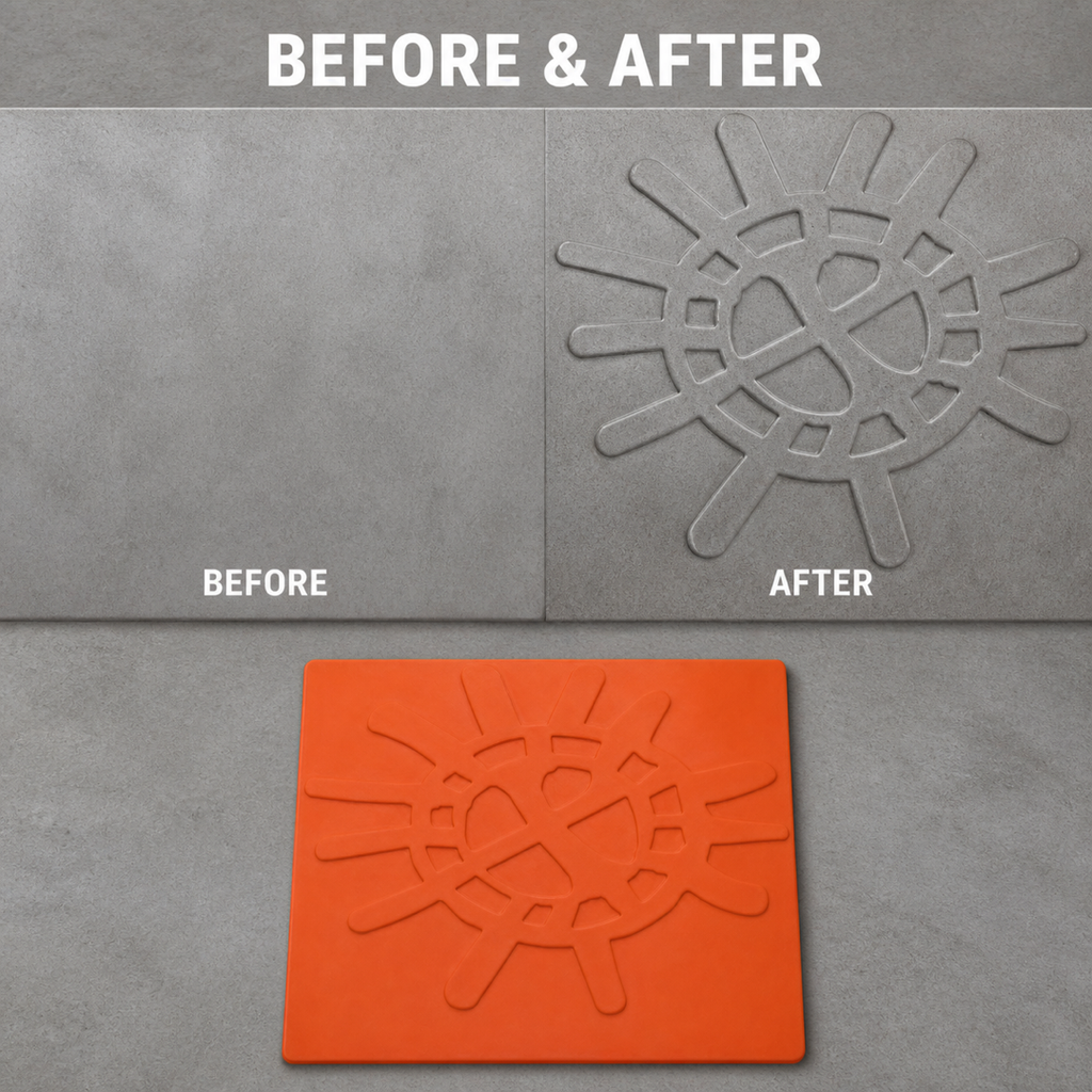 FX-354 Sunburst Geometric Relief Mold - before after