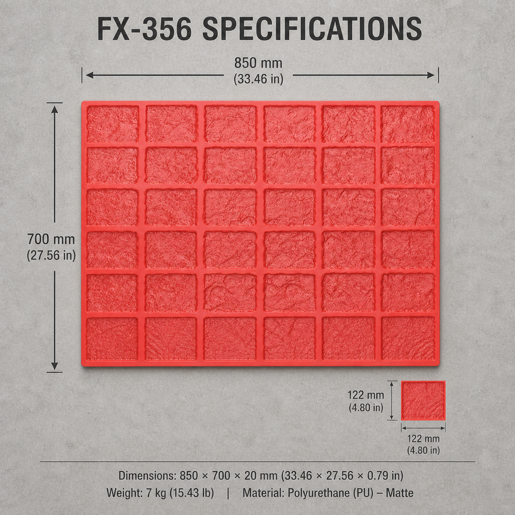 FX-356 Pürüzlü Kare Seramik Desenli Kalıp - teknik özellikler