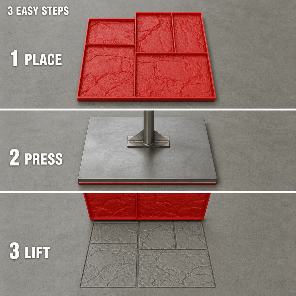 FX-359 Mixed Ashlar Wall Stamp Panel - three steps