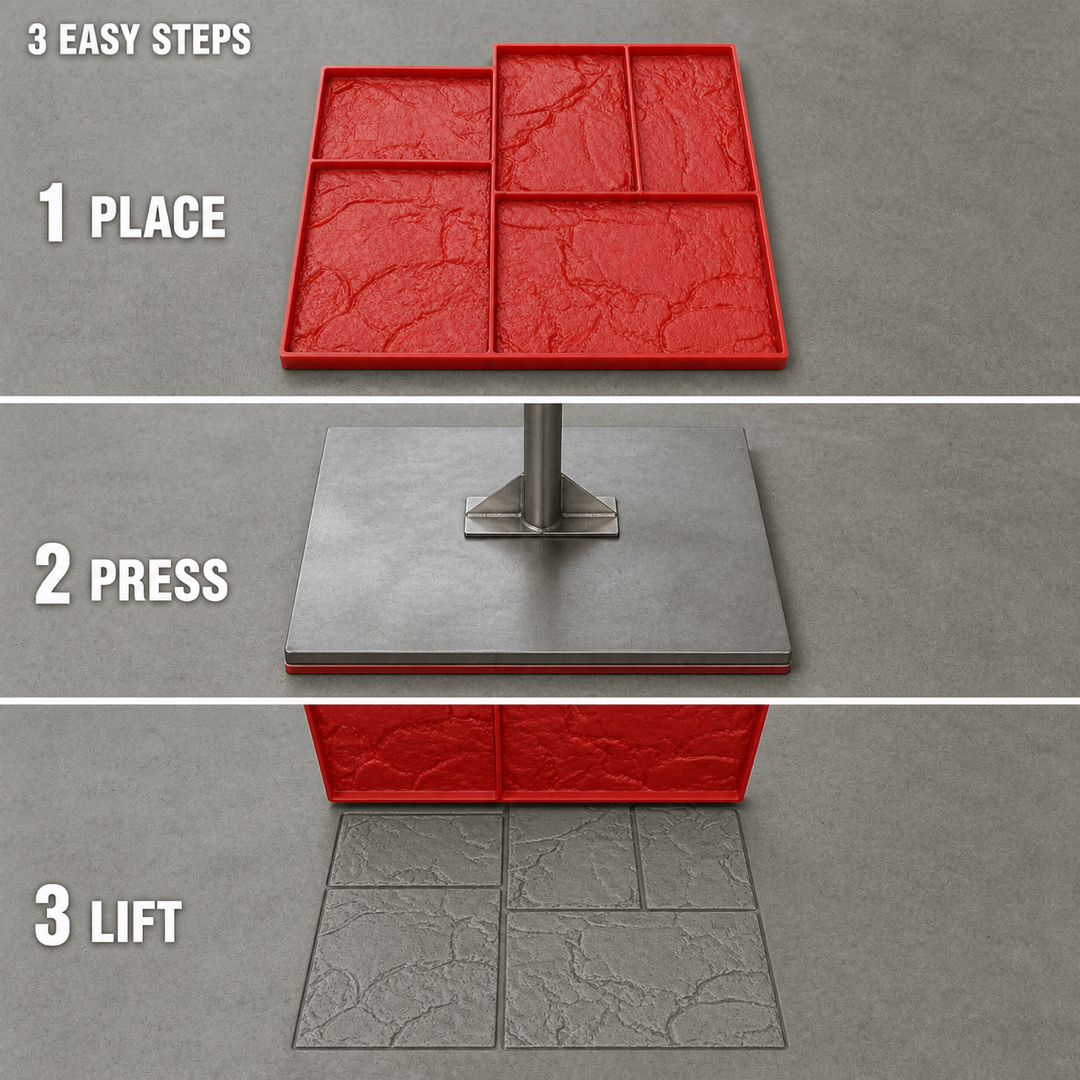 FX-359 Mixed Ashlar Wall Stamp Panel - three steps