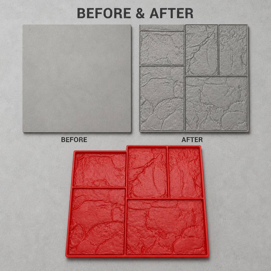 FX-359 Mixed Ashlar Wall Stamp Panel - before after